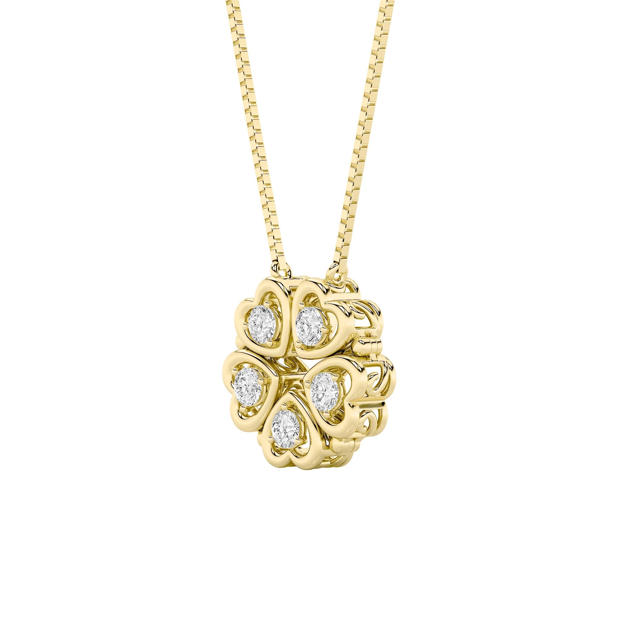 1CTW Round Shaped Lab Grown Diamond (F/VS) Heart Shaped Necklace in 14K Gold