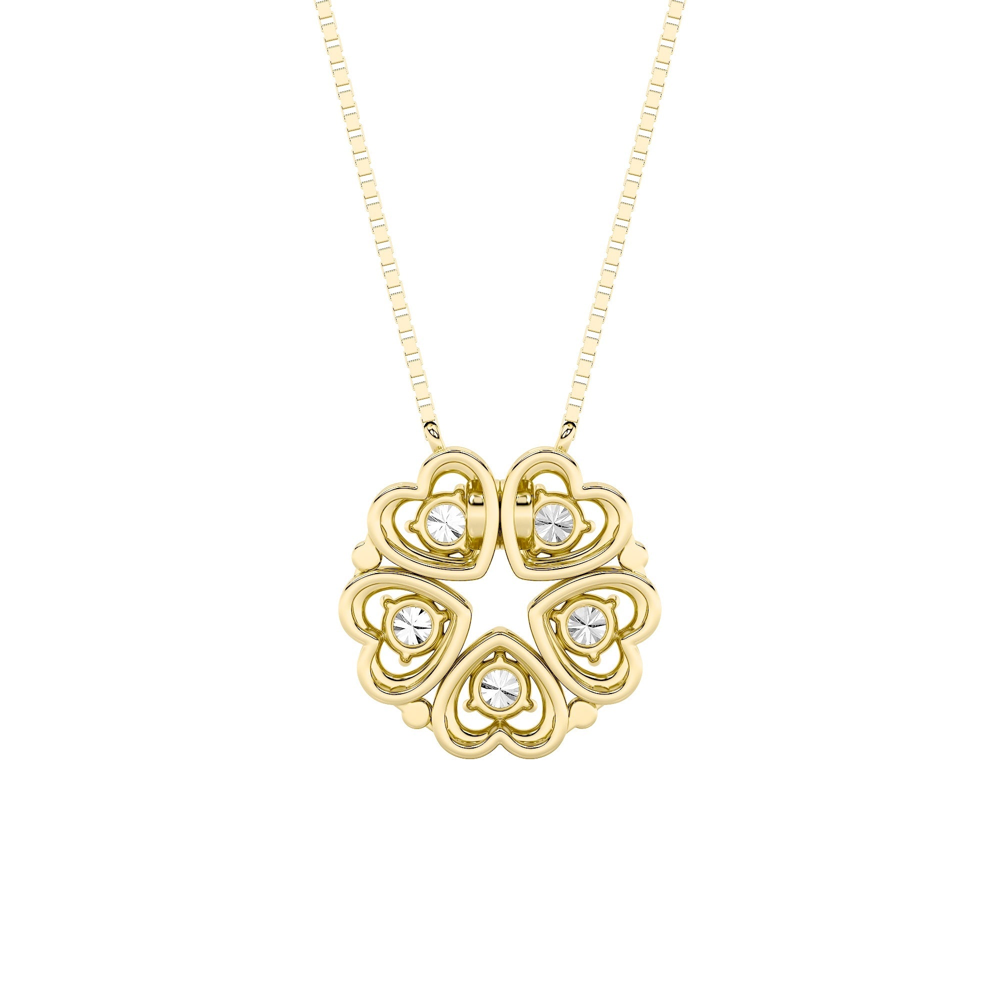 1CTW Round Shaped Lab Grown Diamond (F/VS) Heart Shaped Necklace in 14K Gold