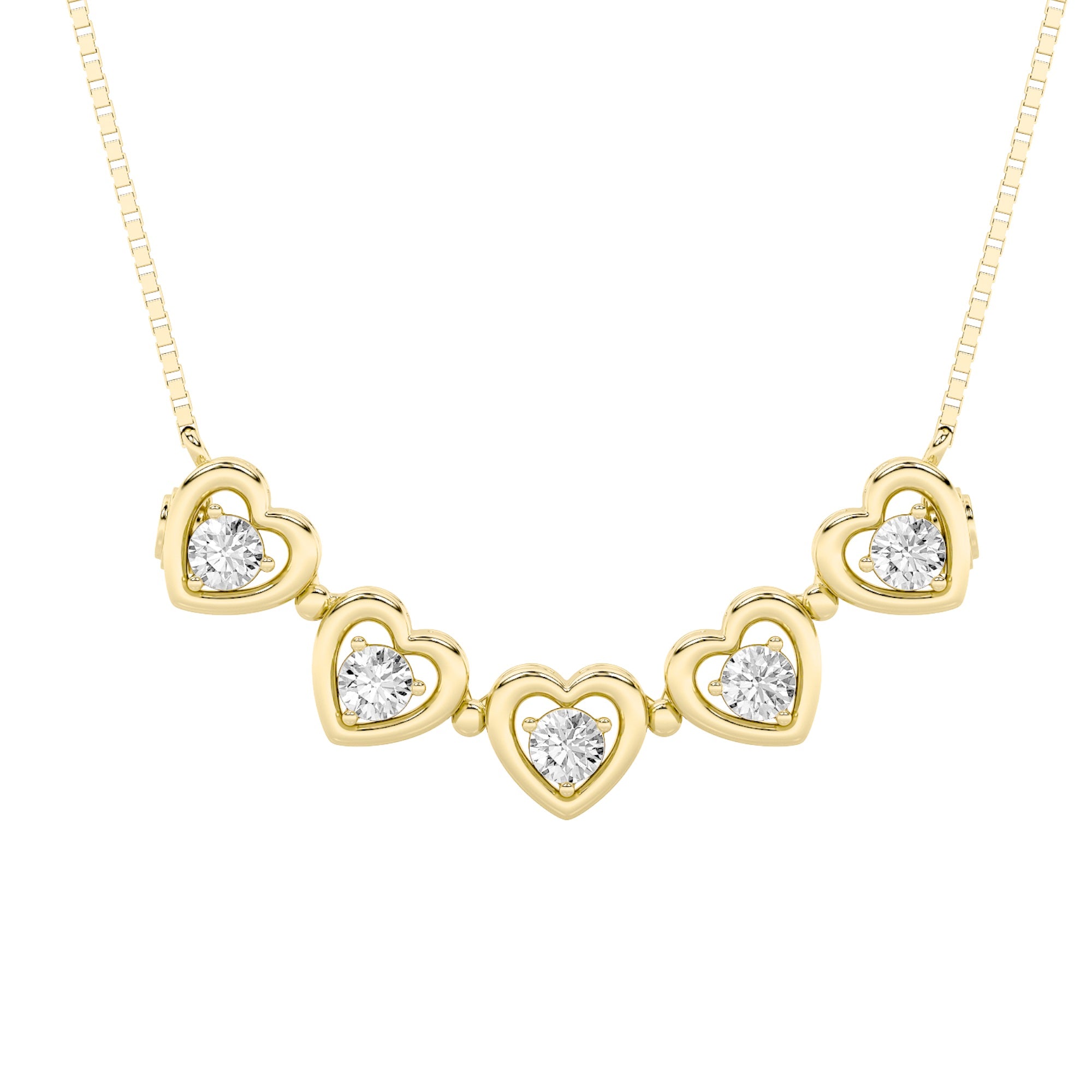 1CTW Round Shaped Lab Grown Diamond (F/VS) Heart Shaped Necklace in 14K Gold