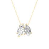 2.5CTW Pear Shaped Fancy Yellow & White Lab Grown Diamond (F/VS) Two Stone Fancy Pendant in 14K Gold