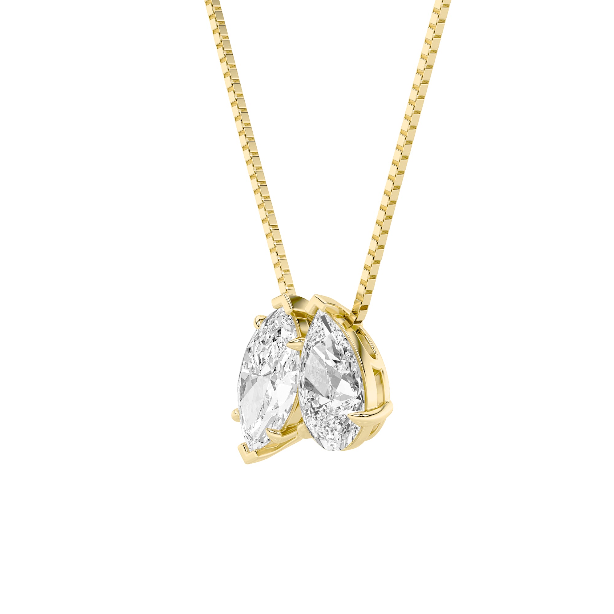 2.5CTW Pear Shaped Fancy Yellow & White Lab Grown Diamond (F/VS) Two Stone Fancy Pendant in 14K Gold