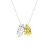 2.5CTW Pear Shaped Fancy Yellow & White Lab Grown Diamond (F/VS) Two Stone Fancy Pendant in 14K Gold