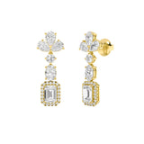 5.5CTW Radiant Shaped Lab Grown Diamond (F/VS) Dangle Earrings in 14K Gold