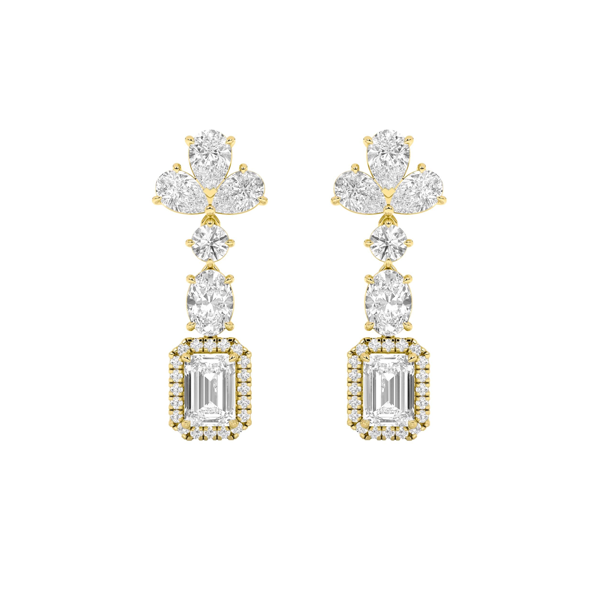 5.5CTW Radiant Shaped Lab Grown Diamond (F/VS) Dangle Earrings in 14K Gold
