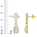 5.5CTW Radiant Shaped Lab Grown Diamond (F/VS) Dangle Earrings in 14K Gold