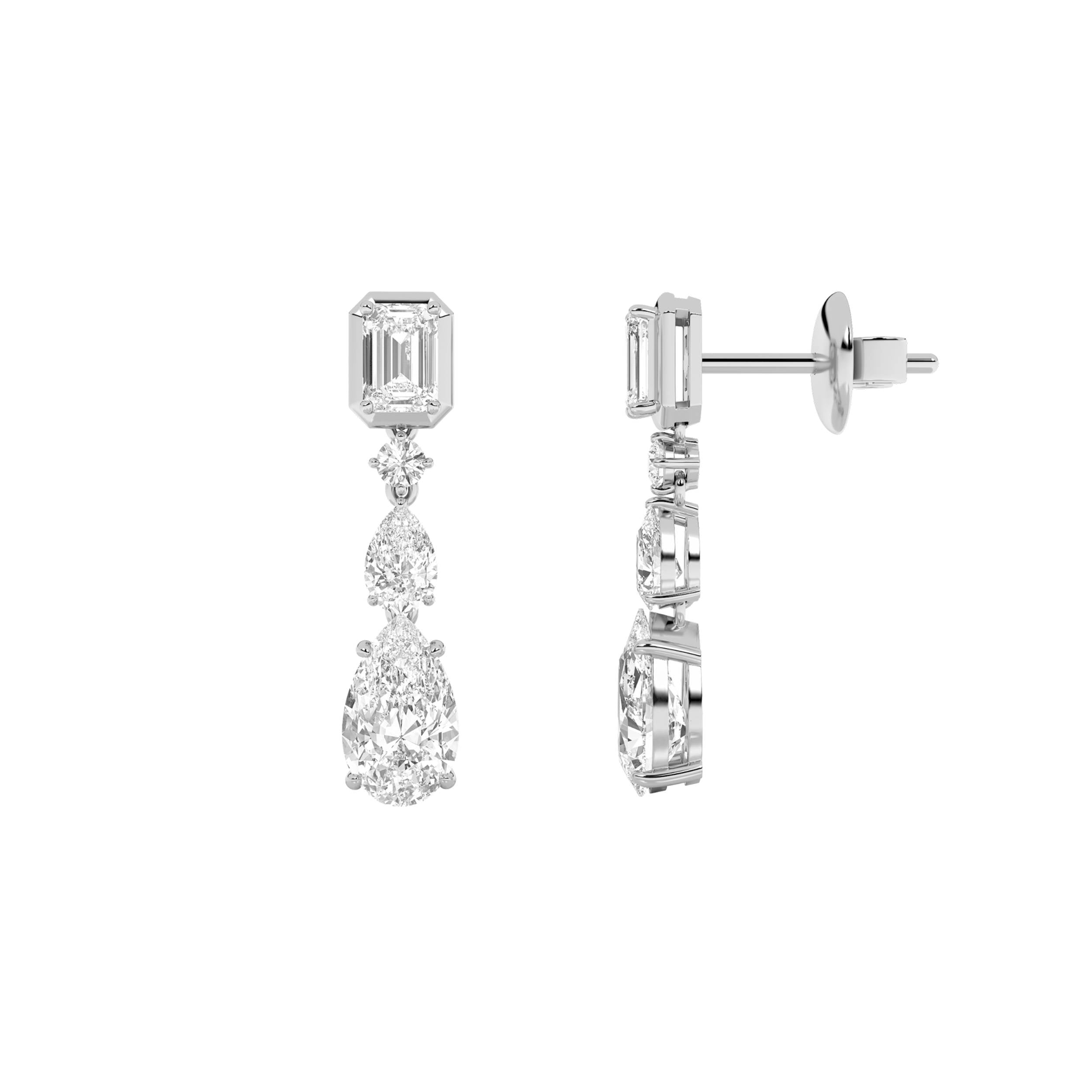 4.5CTW Pear Shaped Lab Grown Diamond (F/VS) Dangle Earrings in 10K Gold