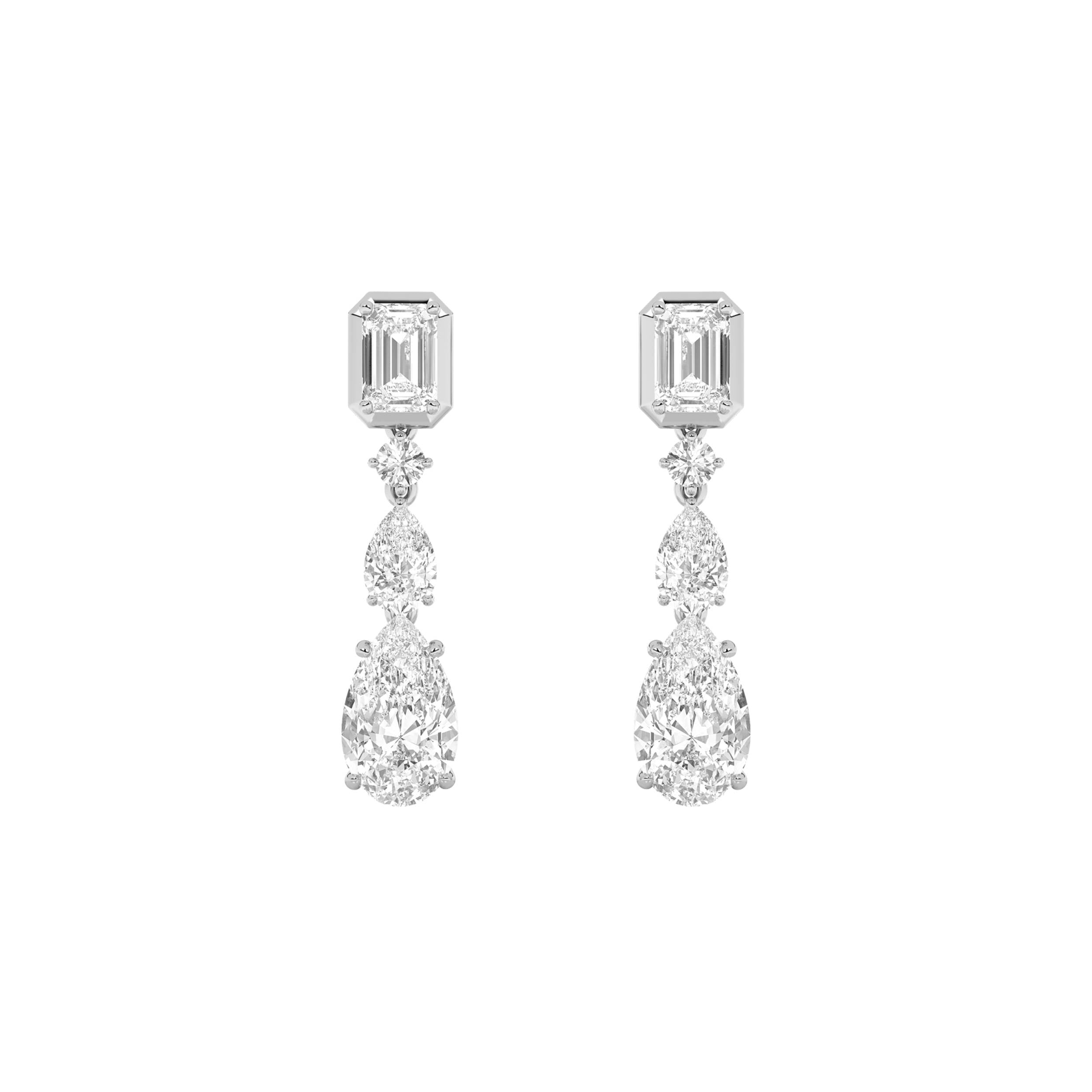 4.5CTW Pear Shaped Lab Grown Diamond (F/VS) Dangle Earrings in 10K Gold
