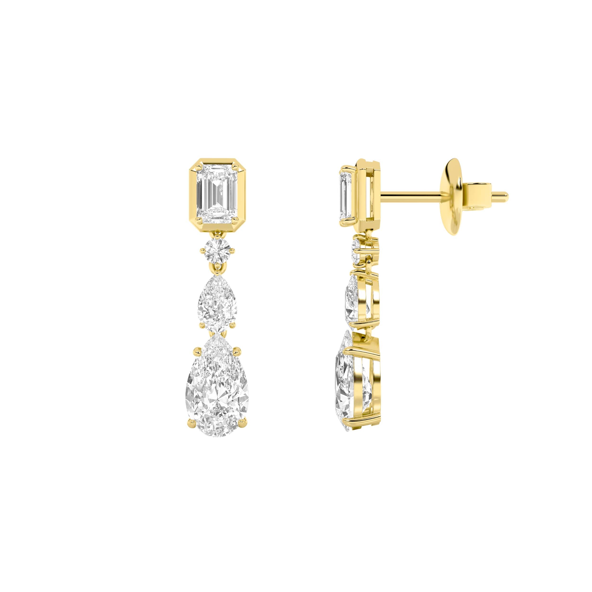 4.5CTW Pear Shaped Lab Grown Diamond (F/VS) Dangle Earrings in 14K Gold