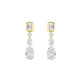 4.5CTW Pear Shaped Lab Grown Diamond (F/VS) Dangle Earrings in 14K Gold