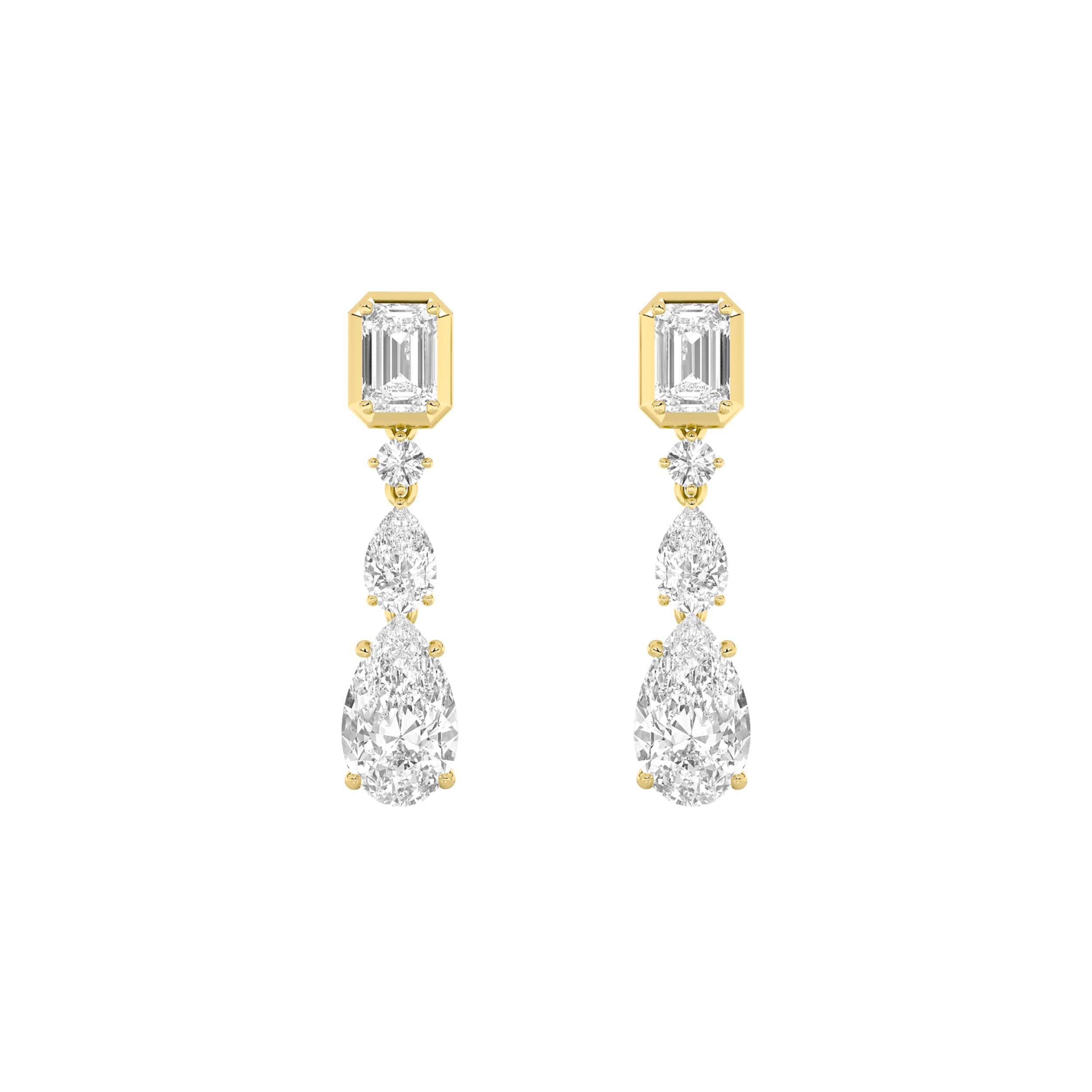 4.5CTW Pear Shaped Lab Grown Diamond (F/VS) Dangle Earrings in 14K Gold