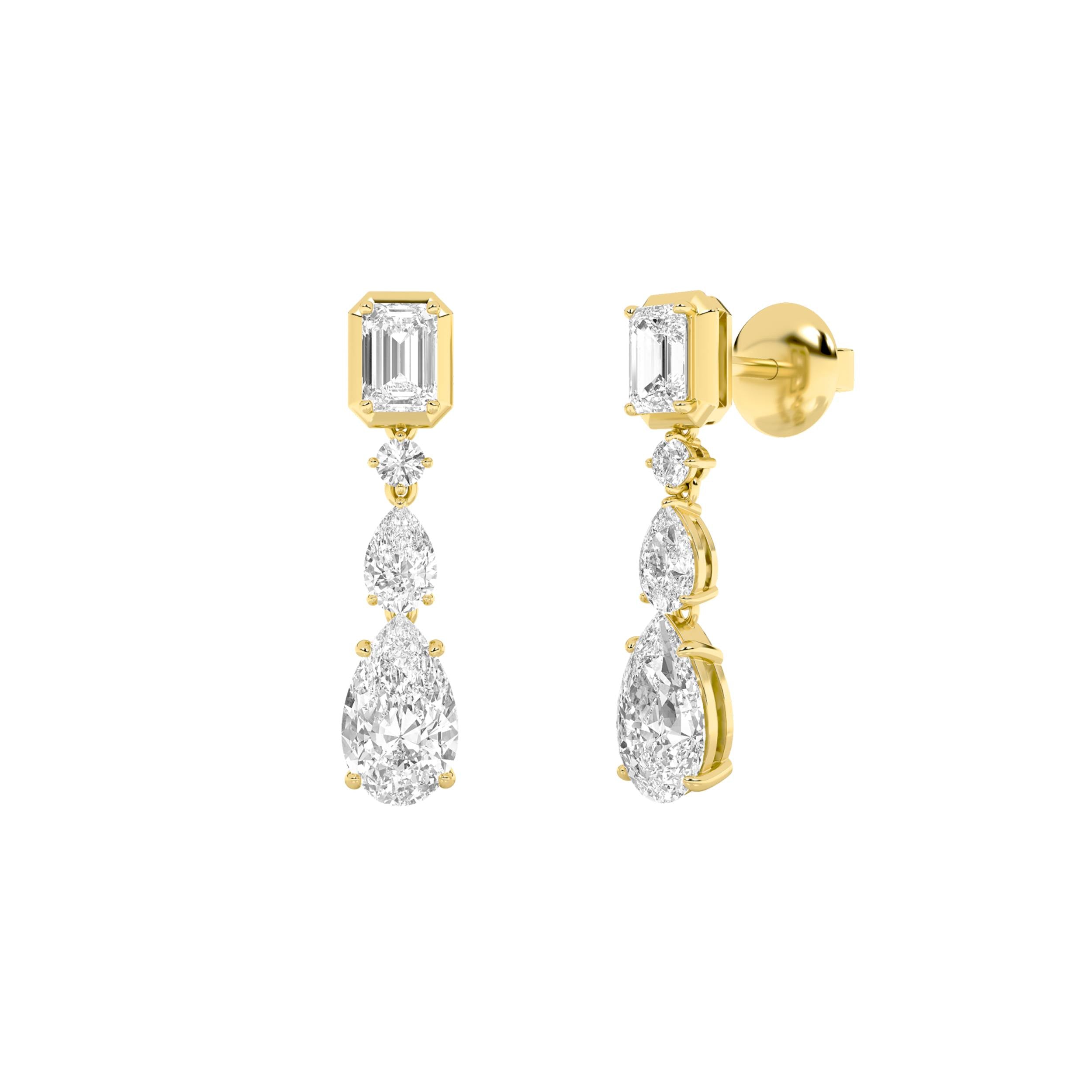 4.5CTW Pear Shaped Lab Grown Diamond (F/VS) Dangle Earrings in 14K Gold