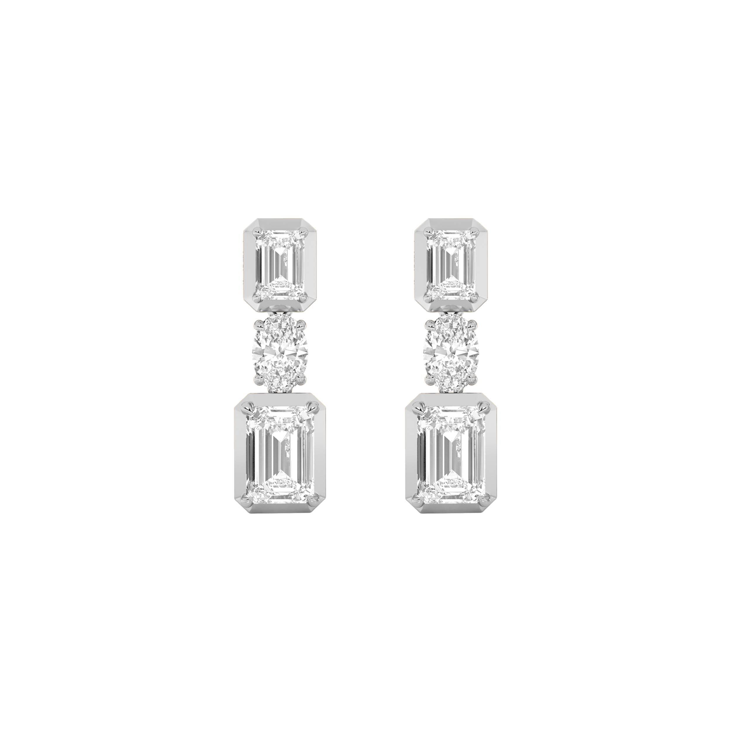 3CTW Radiant Shaped Lab Grown Diamond (F/VS) Dangle Earrings in 14K Gold