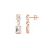 3CTW Radiant Shaped Lab Grown Diamond (F/VS) Dangle Earrings in 14K Gold