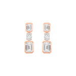 3CTW Radiant Shaped Lab Grown Diamond (F/VS) Dangle Earrings in 14K Gold