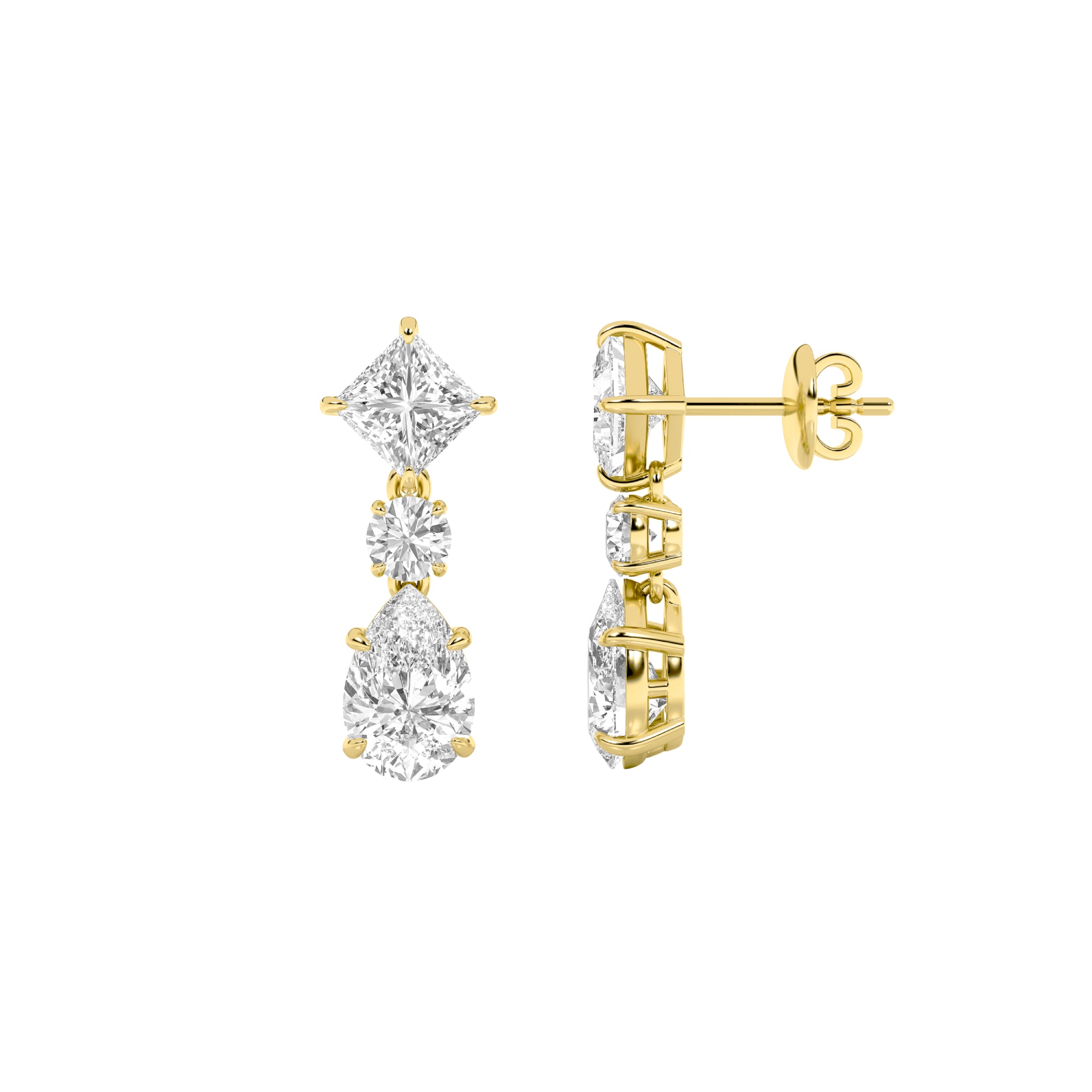 5.5CTW Pear Shaped Lab Grown Diamond (F/VS) Dangle Earrings in 14K Gold