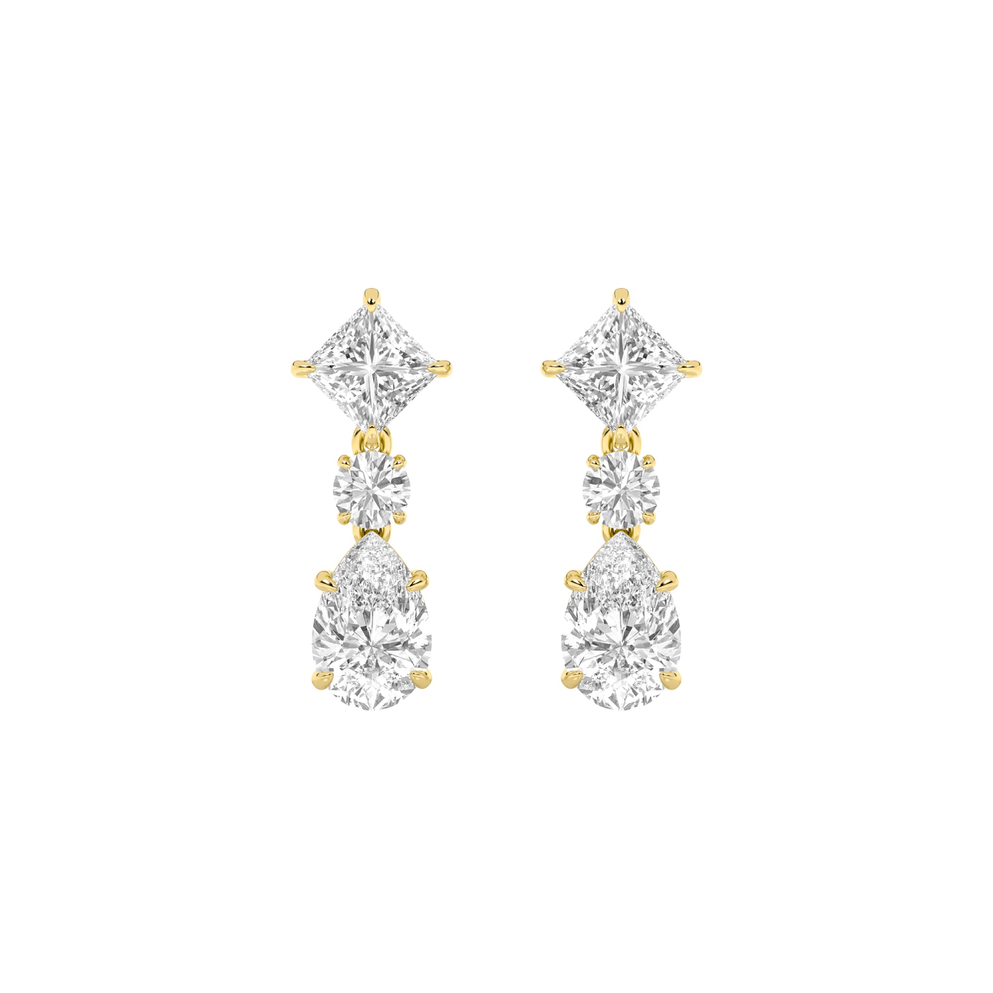 5.5CTW Pear Shaped Lab Grown Diamond (F/VS) Dangle Earrings in 14K Gold