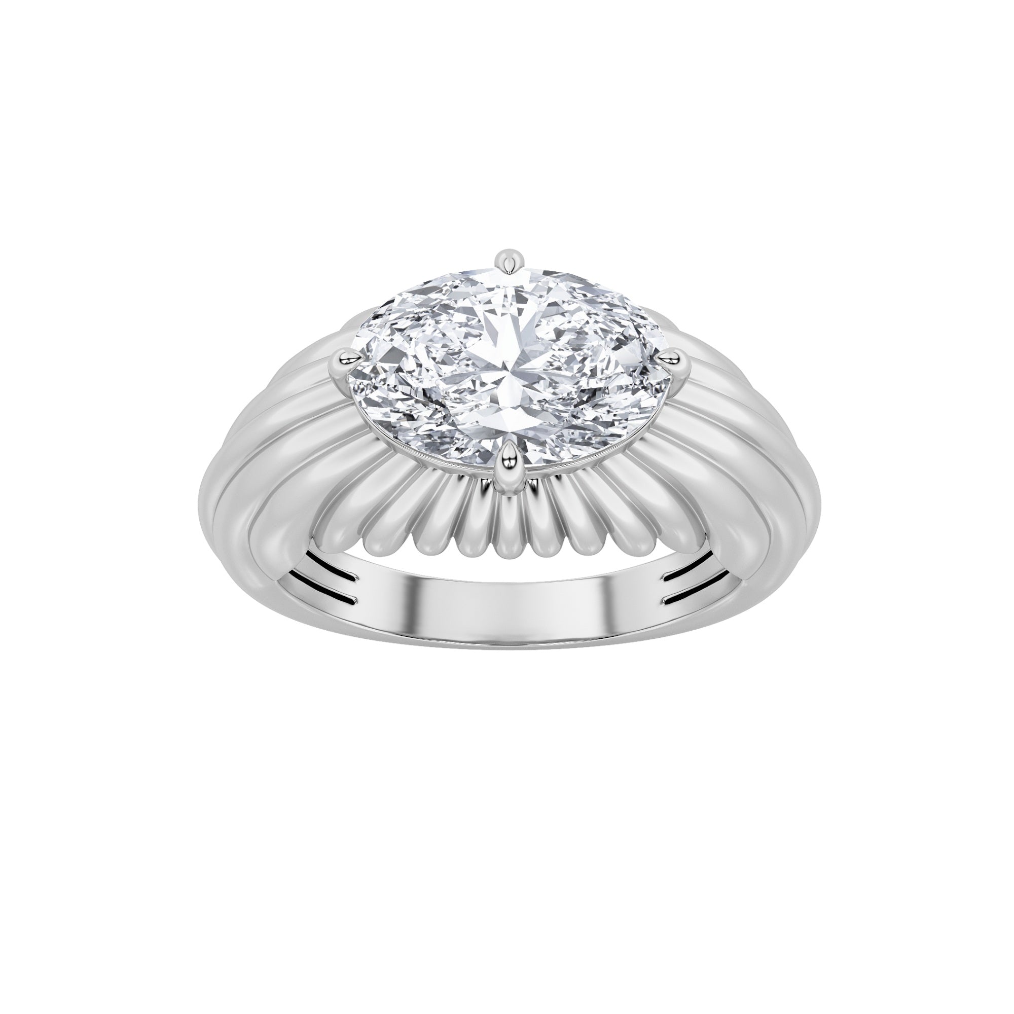 2CTW Oval Shaped Lab Grown Diamond (F/VS) Fancy Solitaire Ring in 14K Gold