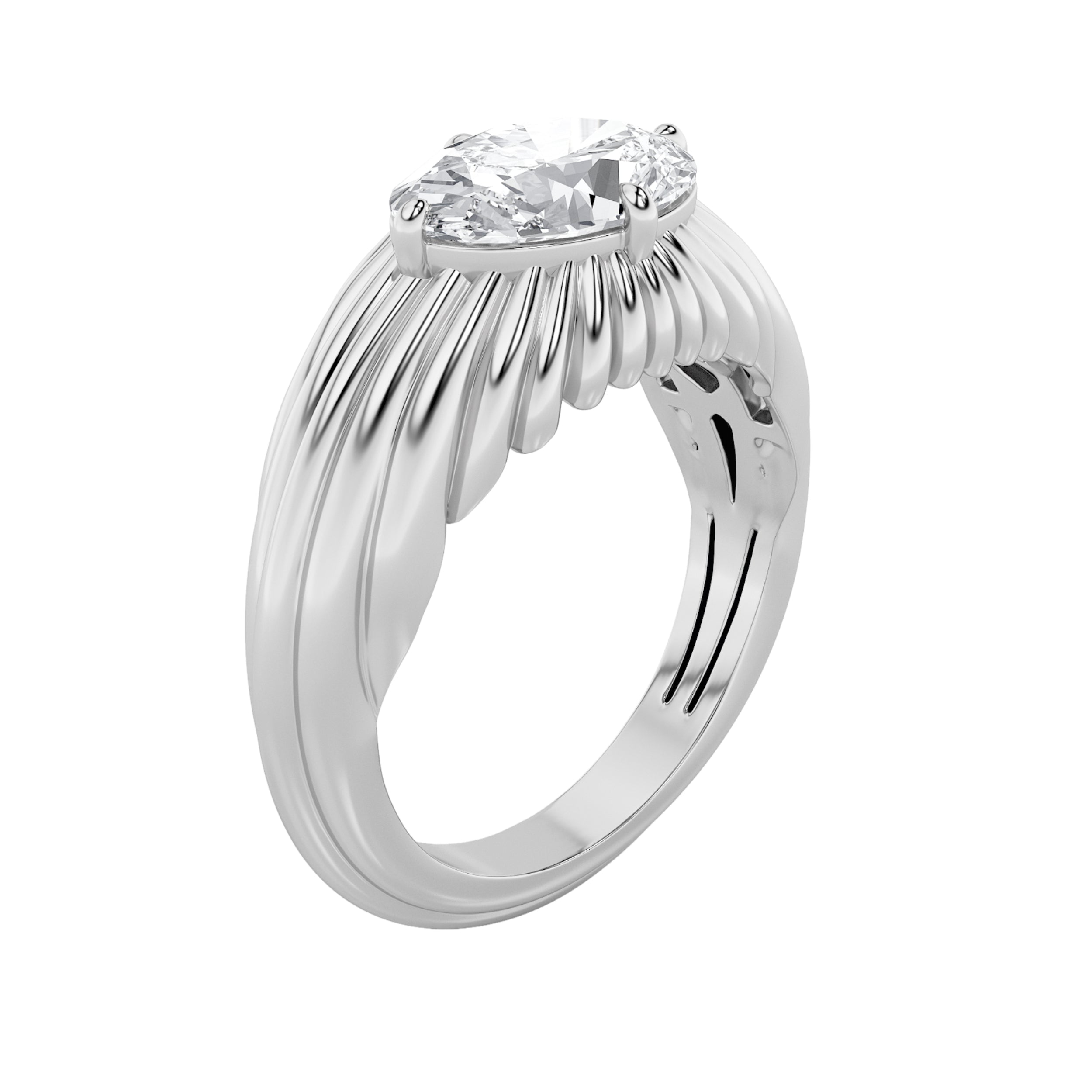 2CTW Oval Shaped Lab Grown Diamond (F/VS) Fancy Solitaire Ring in 14K Gold