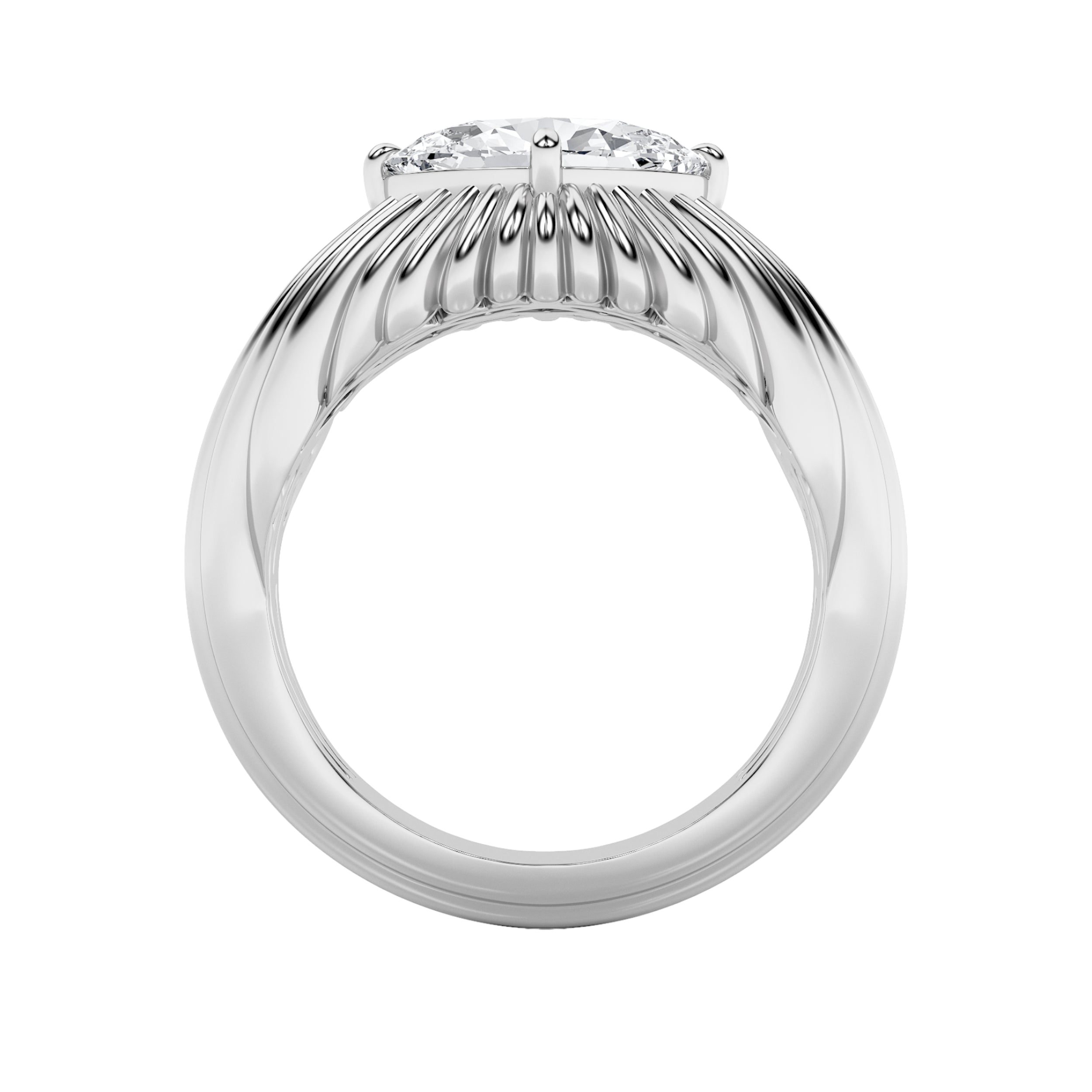 2CTW Oval Shaped Lab Grown Diamond (F/VS) Fancy Solitaire Ring in 14K Gold