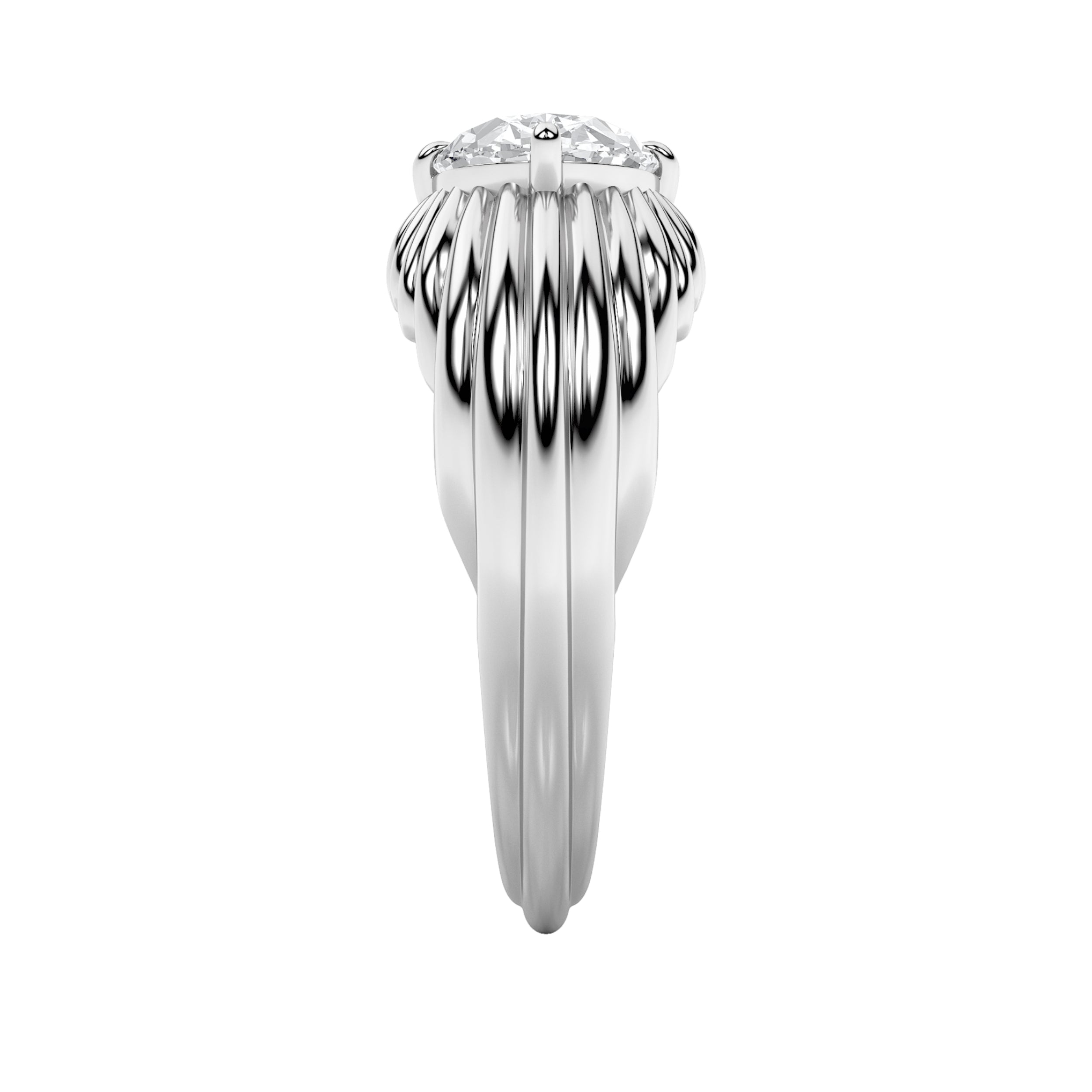 2CTW Oval Shaped Lab Grown Diamond (F/VS) Fancy Solitaire Ring in 14K Gold