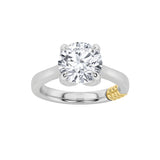 2CTW Round Shaped Lab Grown Diamond (F/VS) Two Tone Classic Solitaire Engagement Ring in 14K Gold