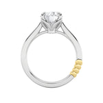 2CTW Round Shaped Lab Grown Diamond (F/VS) Two Tone Classic Solitaire Engagement Ring in 14K Gold
