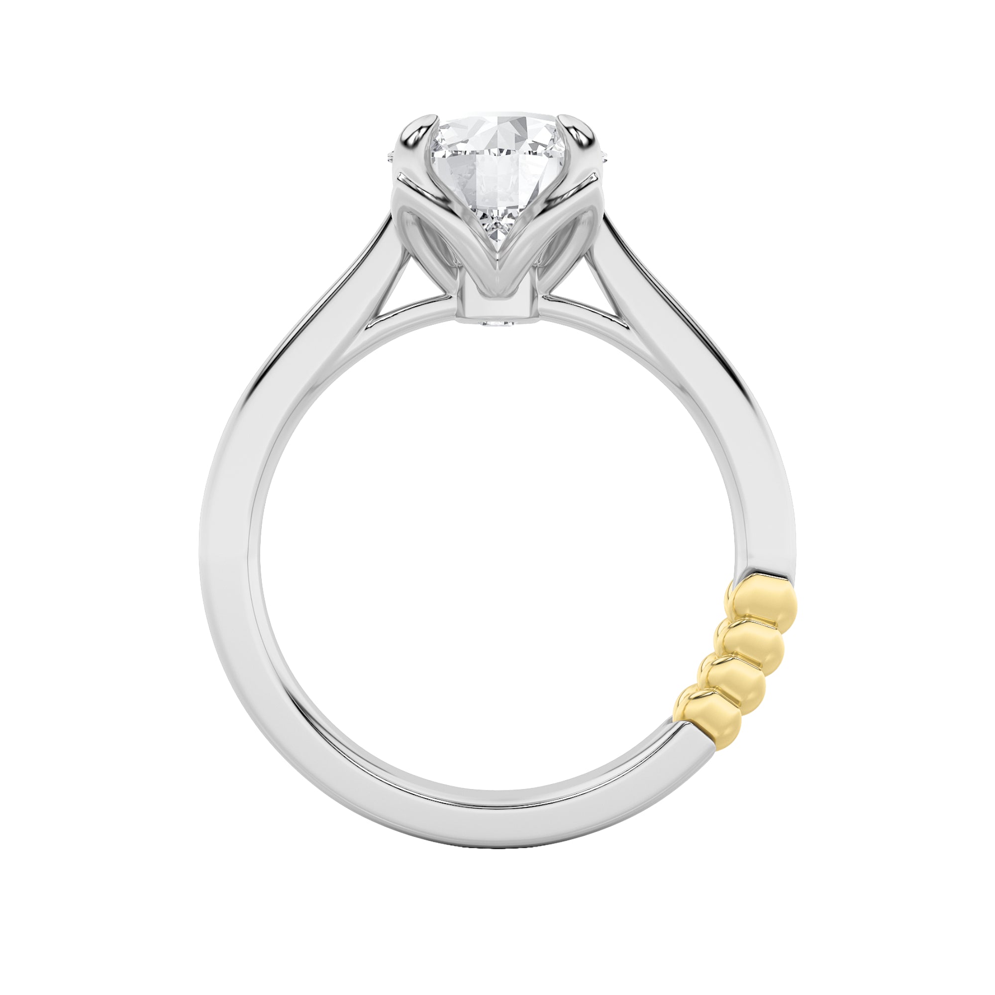2CTW Round Shaped Lab Grown Diamond (F/VS) Two Tone Classic Solitaire Engagement Ring in 14K Gold