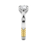 2CTW Round Shaped Lab Grown Diamond (F/VS) Two Tone Classic Solitaire Engagement Ring in 14K Gold