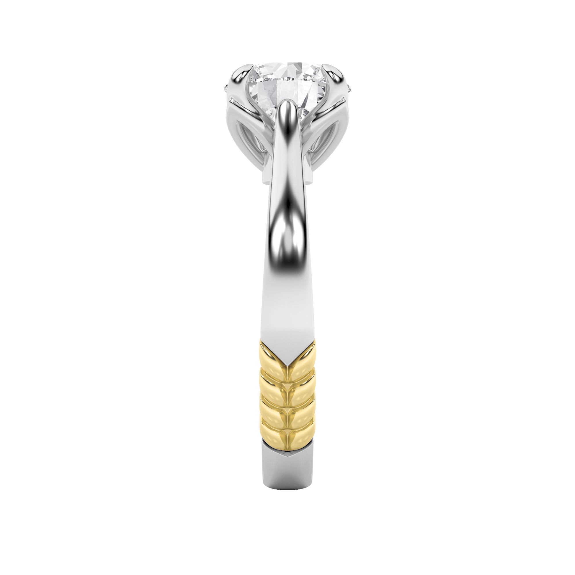 2CTW Round Shaped Lab Grown Diamond (F/VS) Two Tone Classic Solitaire Engagement Ring in 14K Gold