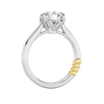 2CTW Round Shaped Lab Grown Diamond (F/VS) Two Tone Classic Solitaire Engagement Ring in 14K Gold
