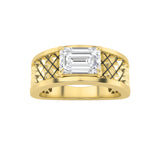 2CTW Radiant Shaped Lab Grown Diamond (G/VS) Ring in Silver|18K Yellow Gold
