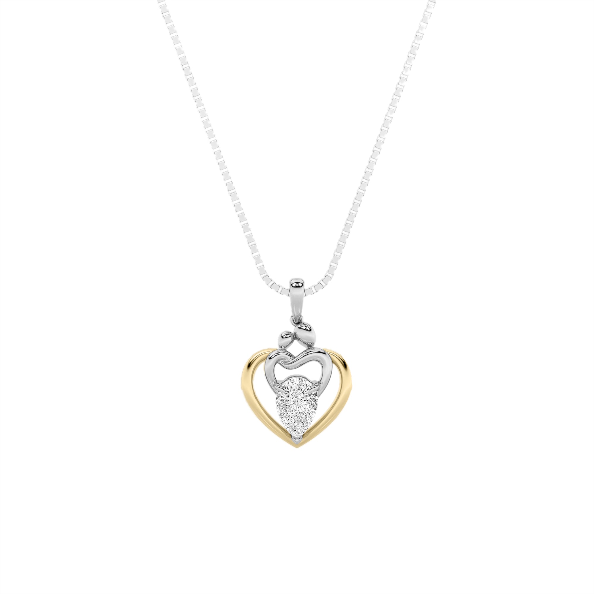 1.5CTW Pear Shaped Lab Grown Diamond (F/VS) Heart Shaped Pendant in 14K Gold