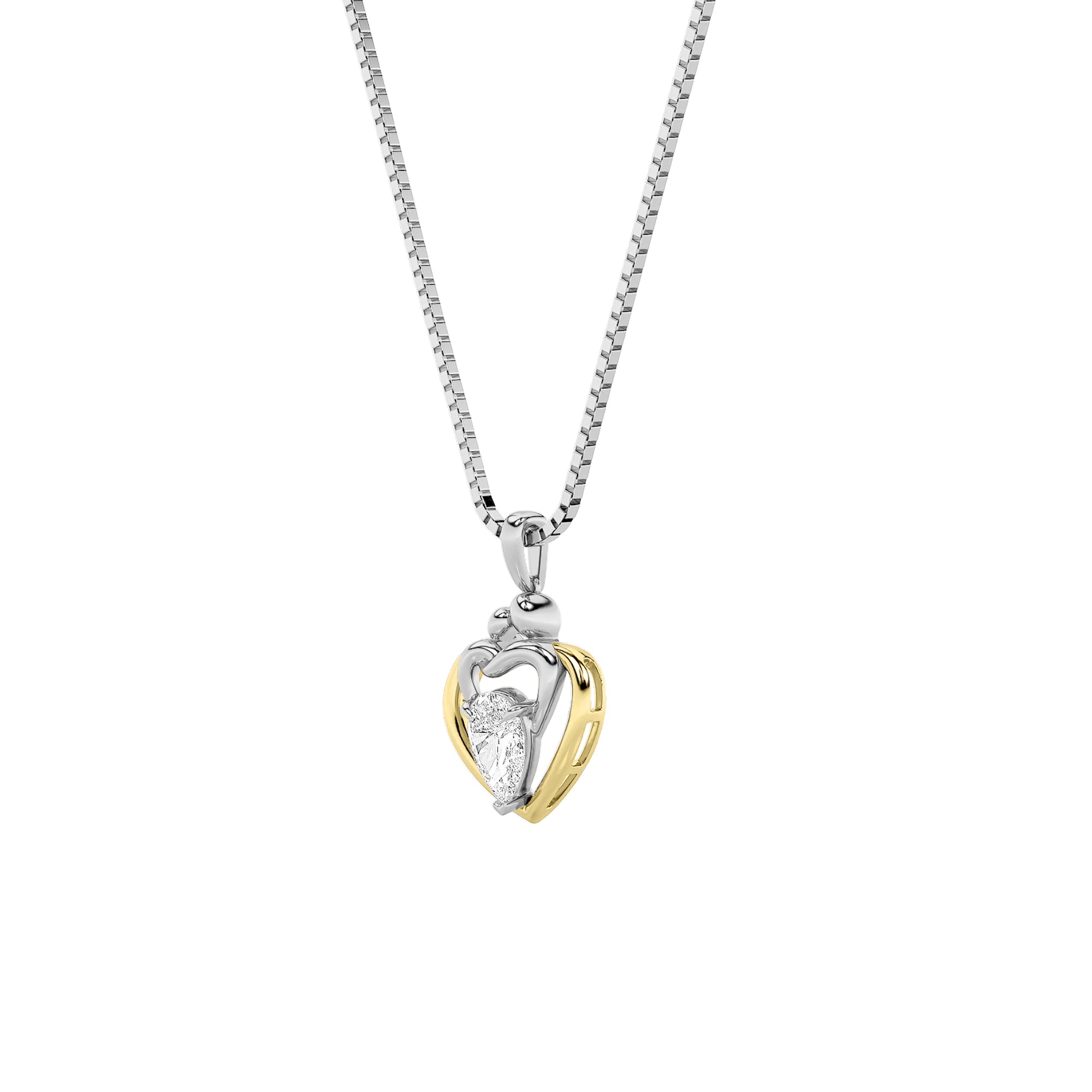 1.5CTW Pear Shaped Lab Grown Diamond (F/VS) Heart Shaped Pendant in 14K Gold