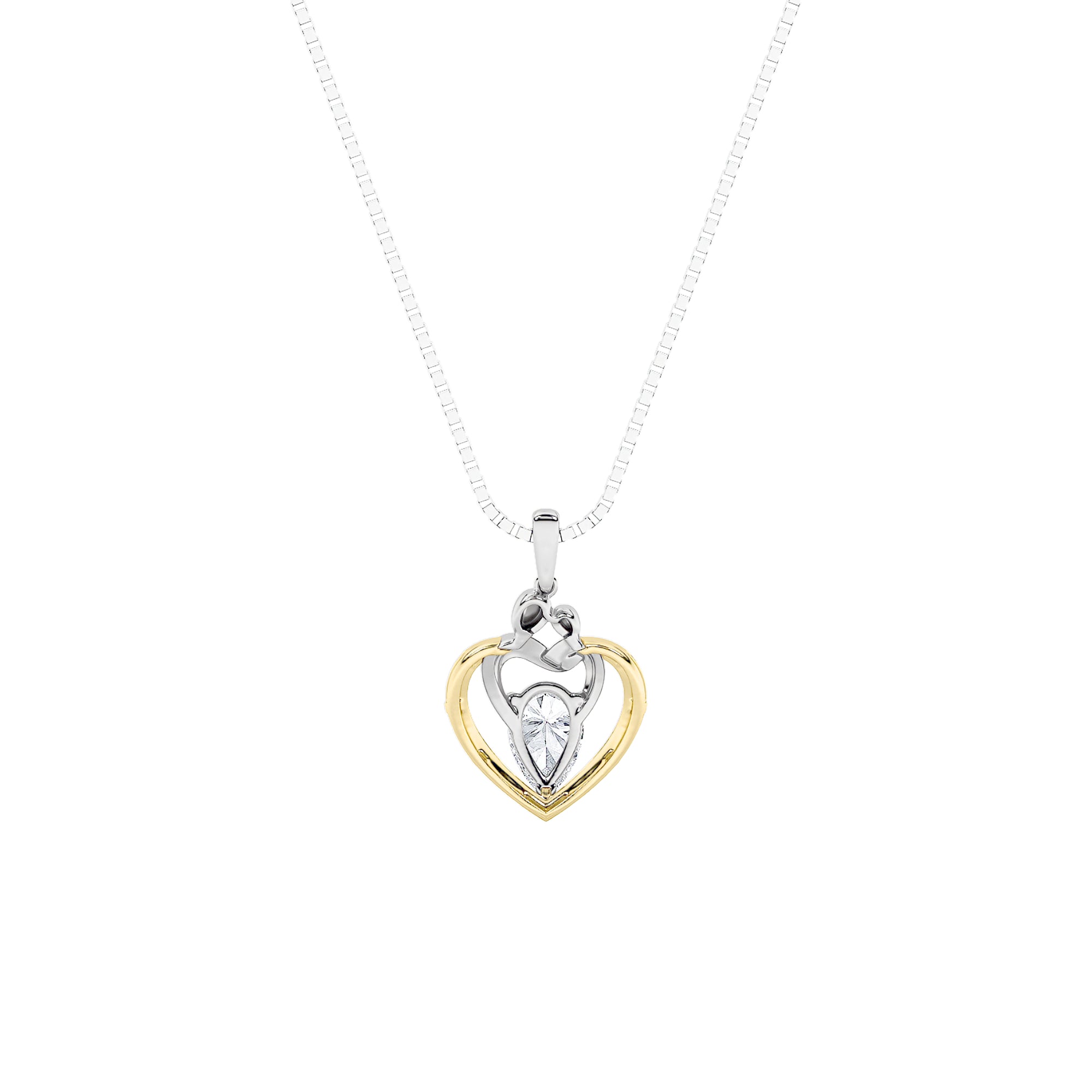 1.5CTW Pear Shaped Lab Grown Diamond (F/VS) Heart Shaped Pendant in 14K Gold