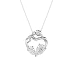 3CTW Pear Shaped Lab Grown Diamond (F/VS) Mother & Child Heart Shaped Pendant in 14K Gold