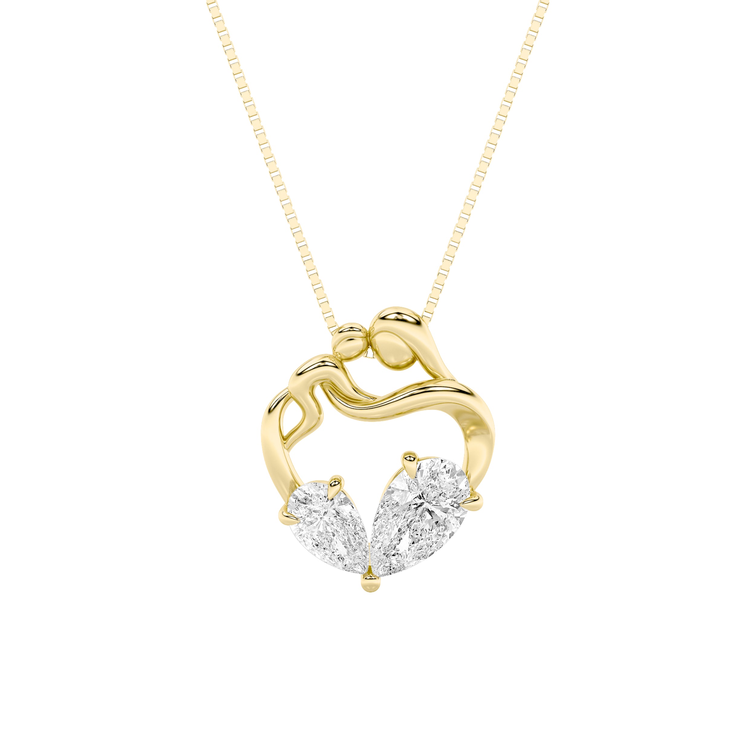 3CTW Pear Shaped Lab Grown Diamond (F/VS) Heart Shaped Pendant in 14K Gold