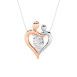 1.5CTW Pear Shaped Lab Grown Diamond (F/VS) Mother and Child Heart Shaped Pendant in 14K Gold