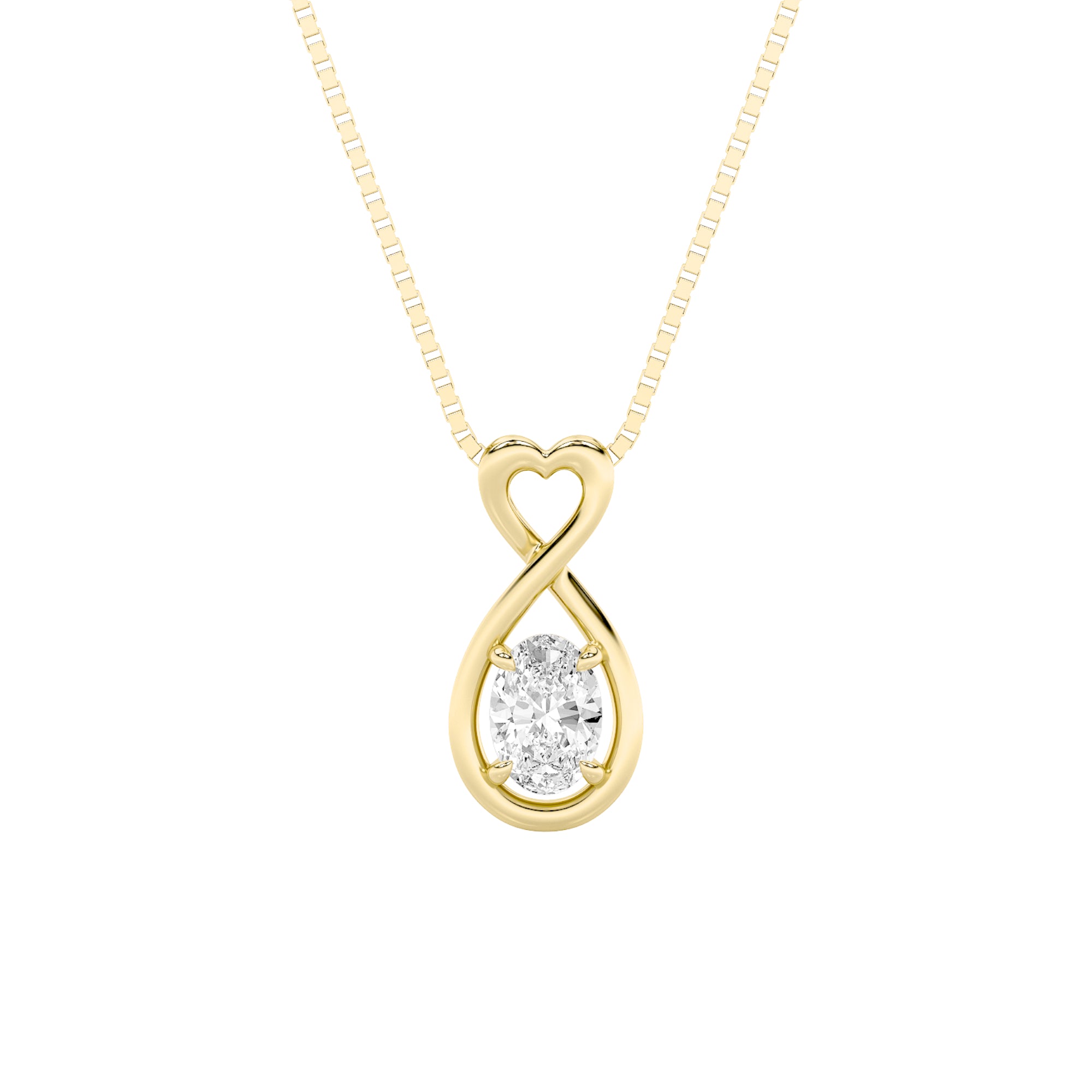 1CTW Oval Shaped Lab Grown Diamond (G/VS) Fancy Solitaire Pendant in 14K Gold