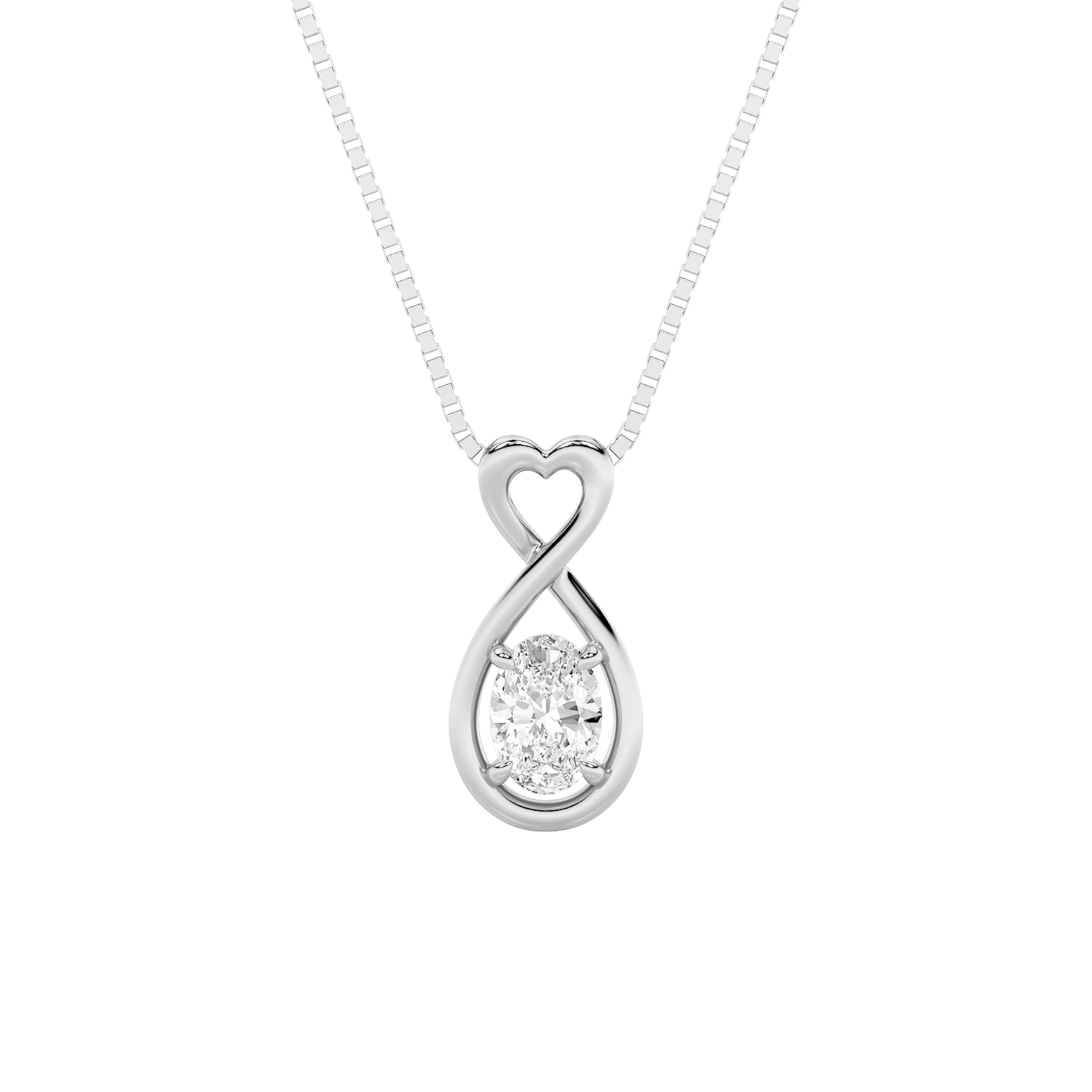 1CTW Oval Shaped Lab Grown Diamond (F/VS) Fancy Solitaire Pendant in 14K Gold