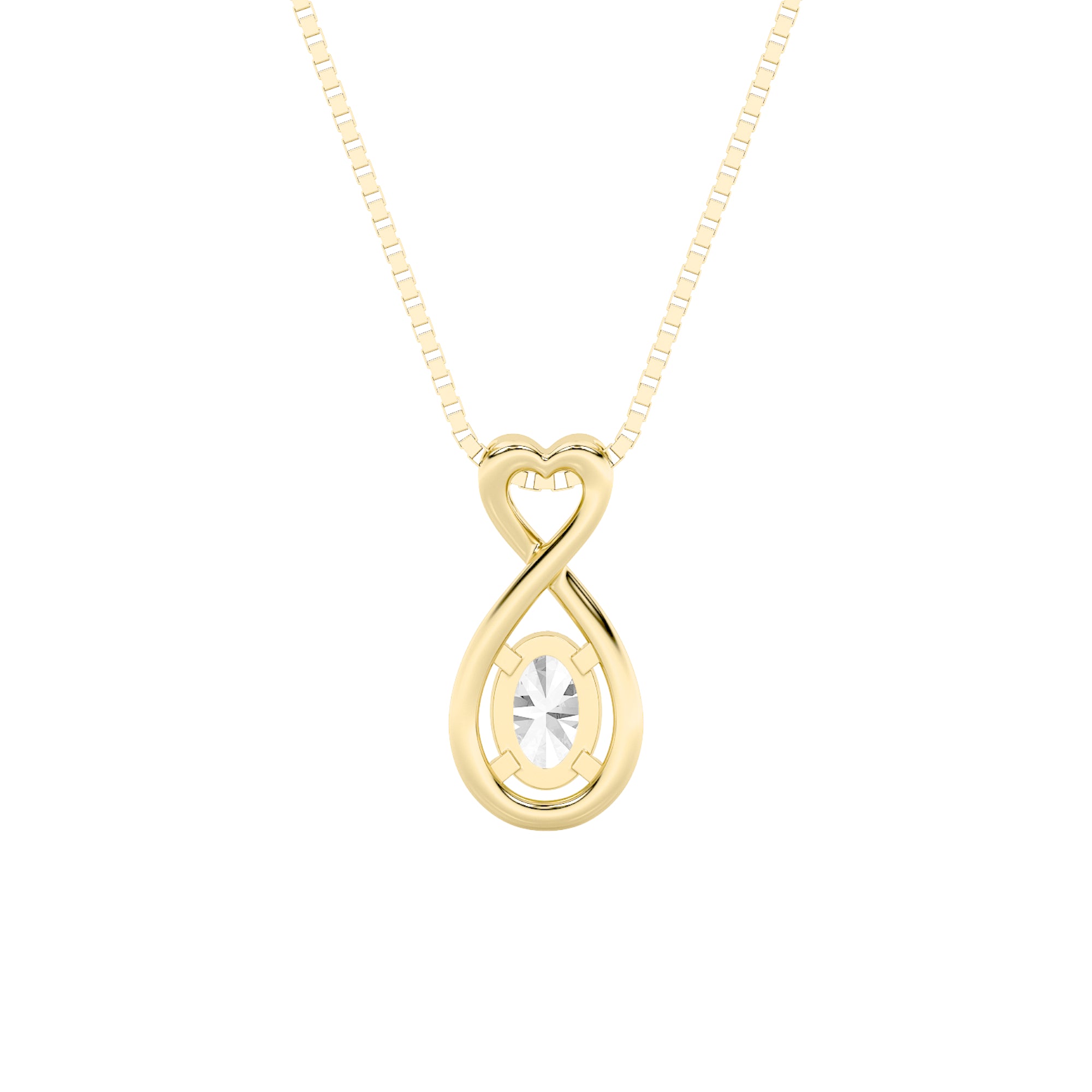 1CTW Oval Shaped Lab Grown Diamond (F/VS) Fancy Solitaire Pendant in 14K Gold