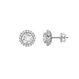 3CTW Round Shaped Lab Grown Diamond (F/VS) Halo Stud Earrings in 14K Gold