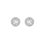 3CTW Round Shaped Lab Grown Diamond (F/VS) Halo Stud Earrings in 14K Gold