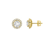 3CTW Round Shaped Lab Grown Diamond (F/VS) Halo Stud Earrings in 14K Gold