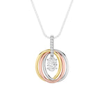 1.5CTW Oval Shaped Lab Grown Diamond (F/VS) Three Tone Solitaire Accented Pendant in 14K Gold