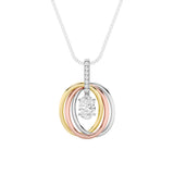 1.5CTW Oval Shaped Lab Grown Diamond (F/VS) Three Tone Solitaire Accented Pendant in 14K Gold