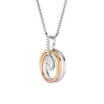 1.5CTW Oval Shaped Lab Grown Diamond (F/VS) Three Tone Solitaire Accented Pendant in 14K Gold