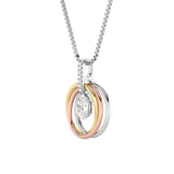 1.5CTW Oval Shaped Lab Grown Diamond (F/VS) Three Tone Solitaire Accented Pendant in 14K Gold