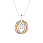 1.5CTW Oval Shaped Lab Grown Diamond (F/VS) Three Tone Solitaire Accented Pendant in 14K Gold