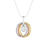1.5CTW Oval Shaped Lab Grown Diamond (F/VS) Three Tone Solitaire Accented Pendant in 14K Gold