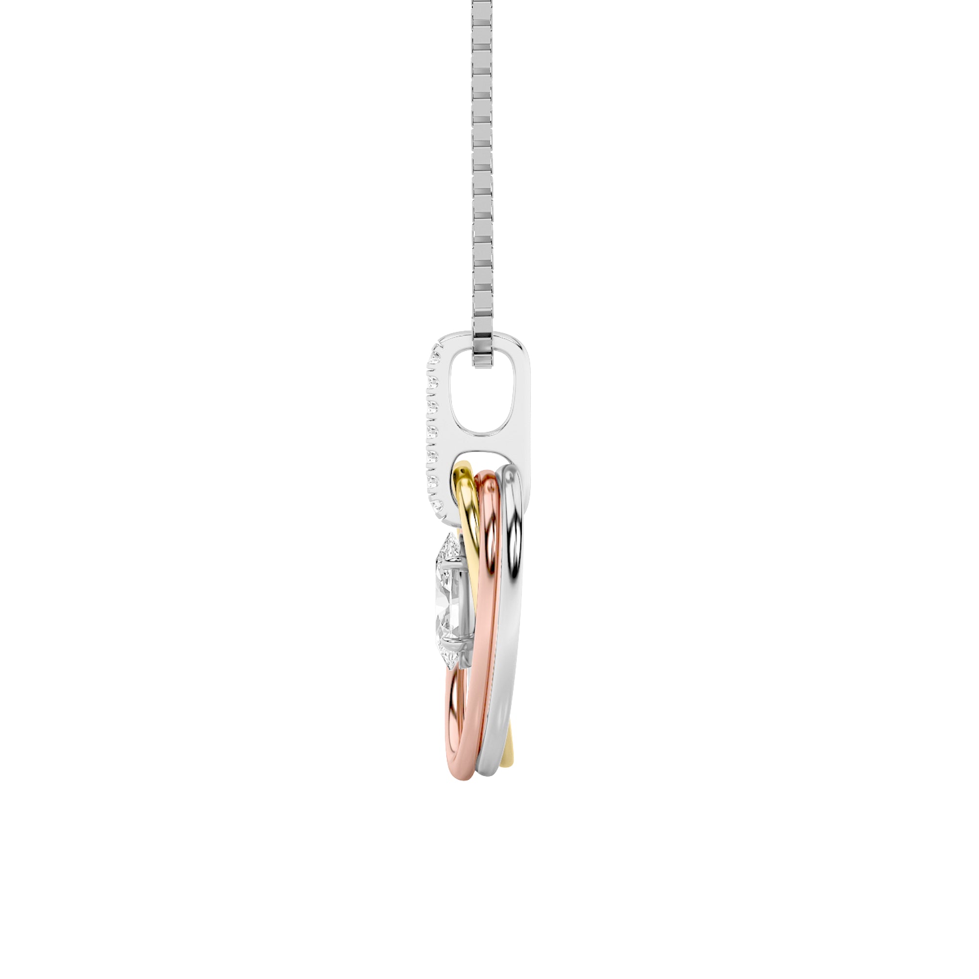 1.5CTW Oval Shaped Lab Grown Diamond (F/VS) Three Tone Solitaire Accented Pendant in 14K Gold